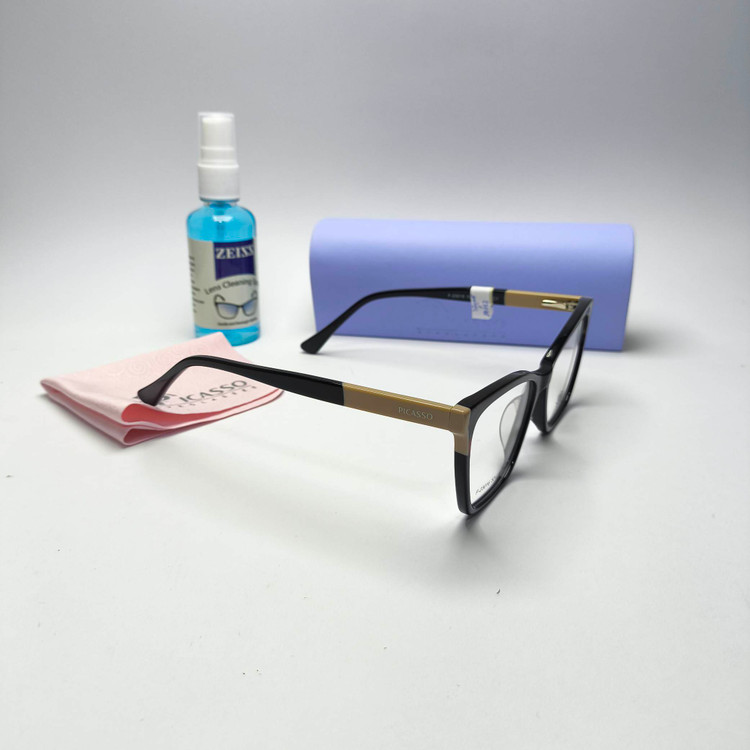 عینک طبی زنانه دسته سیم پیکاسو Picasso به همراه جلد و دستمال مدل 23016