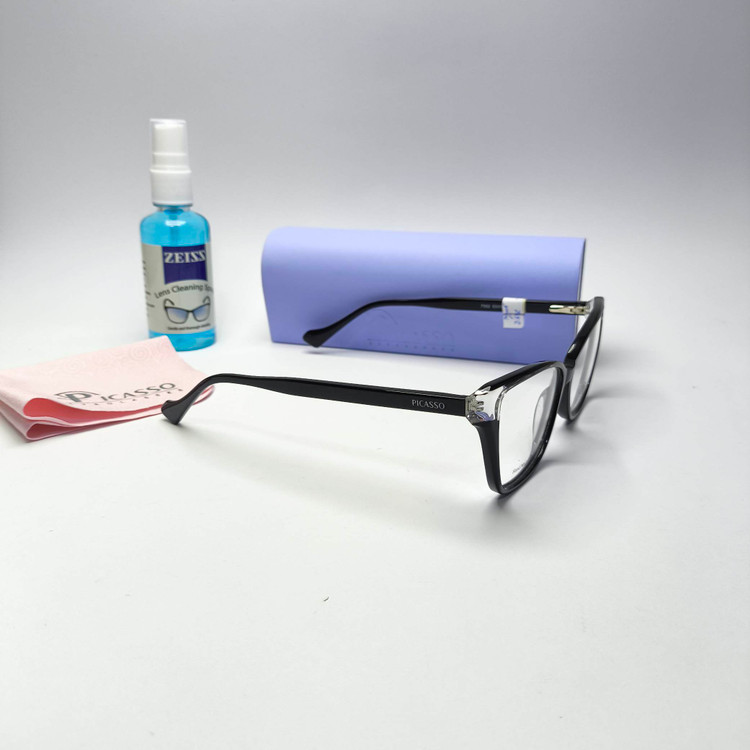 عینک طبی زنانه دسته سیم پیکاسو Picasso به همراه جلد و دستمال مدل 23016