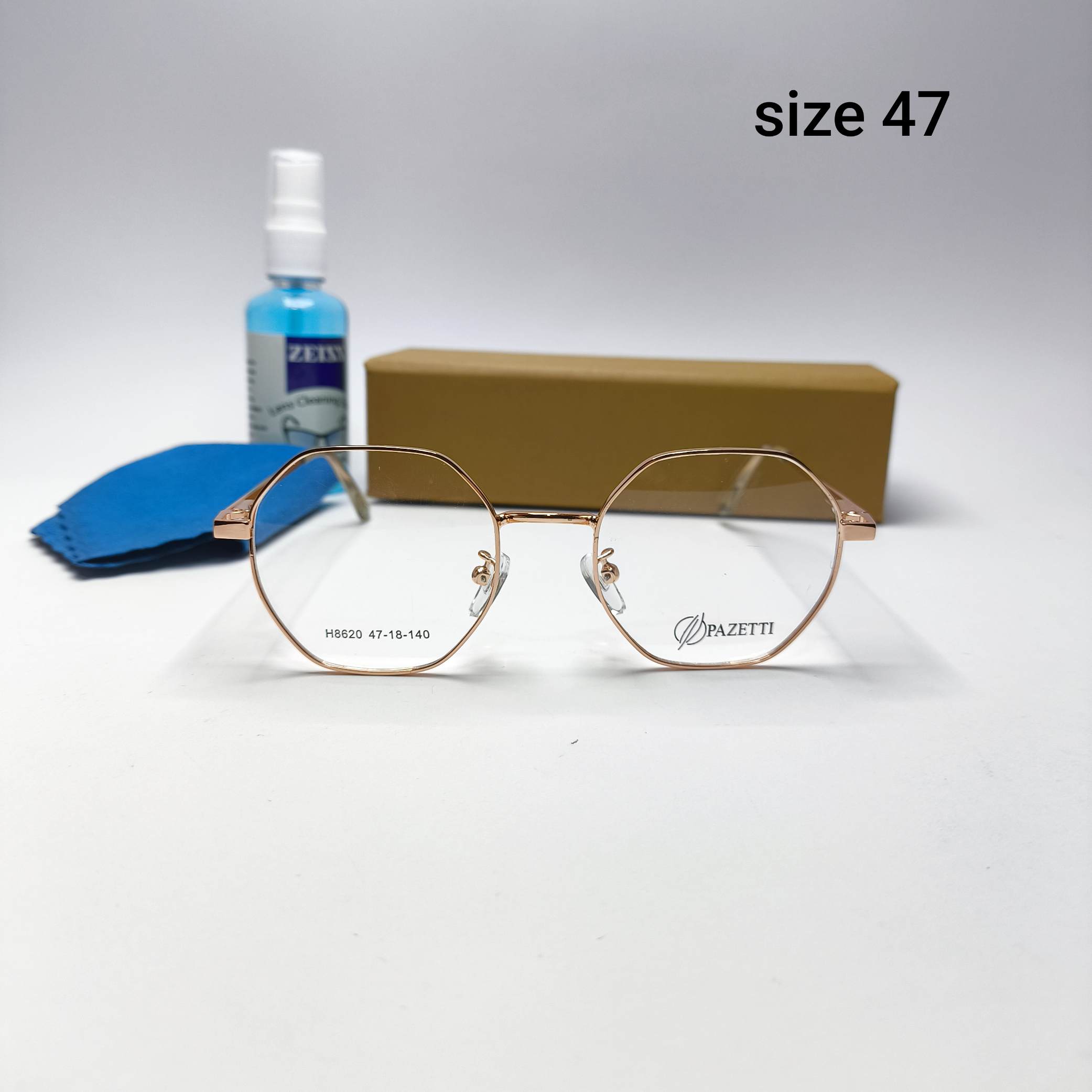 عینک طبی فلزی هشت ضلعی برند پازتی Pazetti مدل 8620