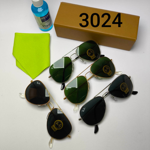 عینک آفتابی مردانه فلزی ریبن خلبانی شیشه سایز کوچیک Ray ban مدل ۳۰۲۴