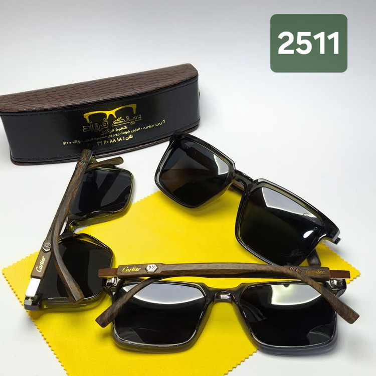 عینک آفتابی cartier کارتیر طرح دسته چوب مدل 2511