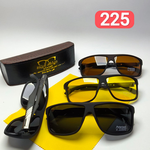 عینک آفتابی مردانه پلاریزه کائوچو بیس دار کررا Carrera مدل 225 + پک هدیه لوازم جانبی