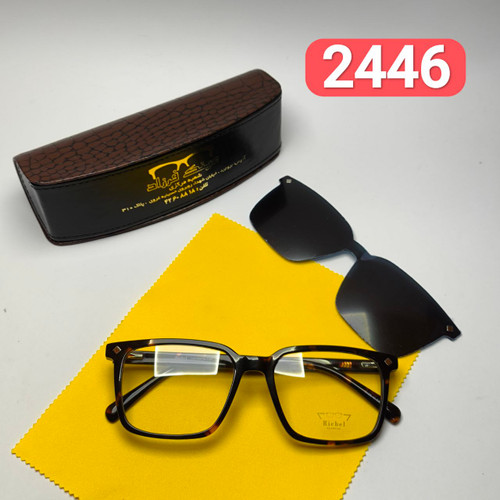 عینک طبی کاور دار ریچل Richel مدل 2448 اورجینال دسته سیم کائوچو پلاریزه اسیتیت به همراه پک هدیه