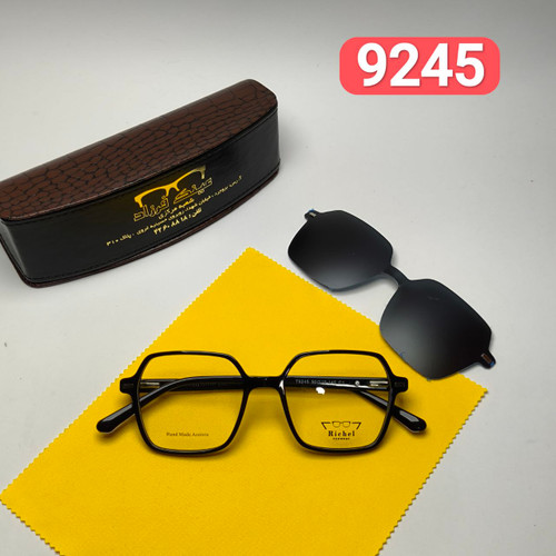 عینک طبی کاور دار ریچل Richel مدل 9245 اورجینال دسته سیم کائوچو پلاریزه اسیتیت به همراه پک هدیه