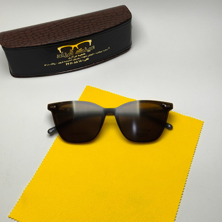 عینک طبی کاور دار ریچل Richel مدل 9214 اورجینال دسته سیم کائوچو پلاریزه اسیتیت به همراه پک هدیه