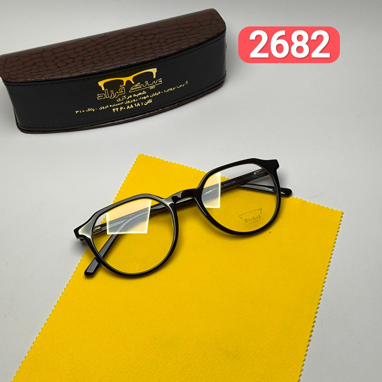 عینک طبی ریچل Richel مدل 2682 اورجینال دسته سیم کائوچو اسیتیت به همراه پک لوازم جانبی