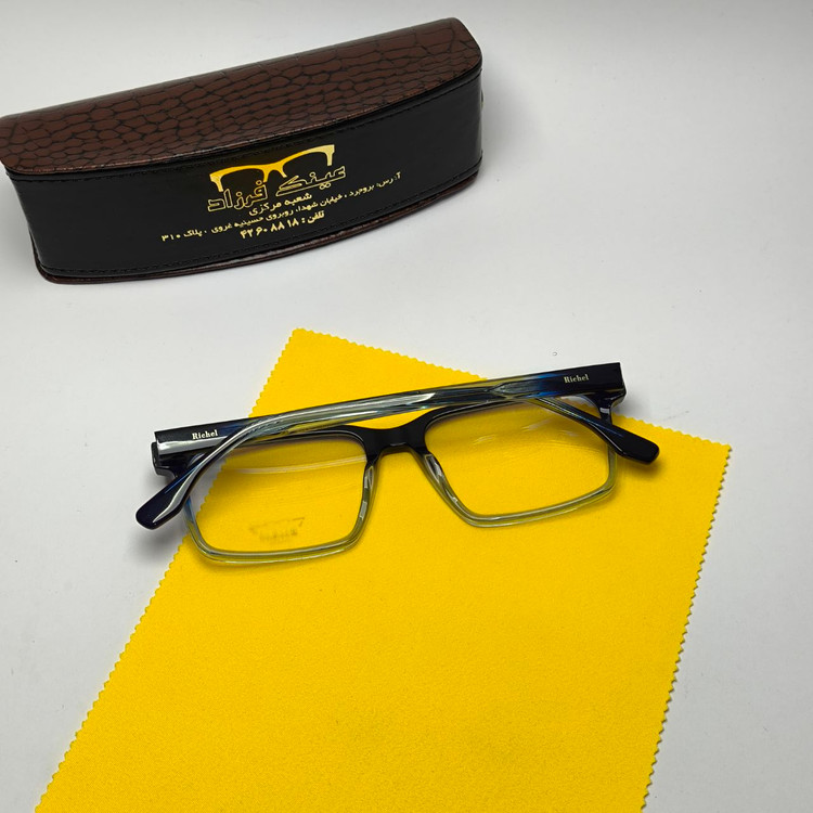 عینک طبی ریچل Richel مدل 22090 اورجینال دسته سیم کائوچو اسیتیت به همراه پک لوازم جانبی