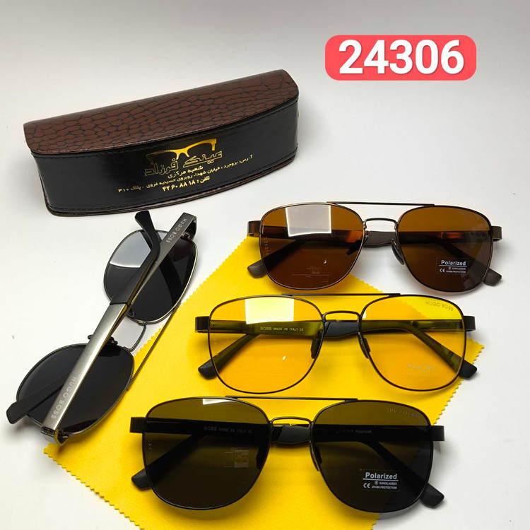 عینک آفتابی مردانه باس Hugo boss مدل 2430601 پلاریزه آلمینیوم + پک هدیه لوازم جانبی