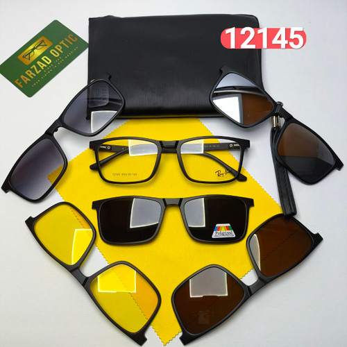 عینک طبی کاور دار ریبن Ray ban مدل 12145 کائوچو TR90 سبک پلاریزه به همراه کیس