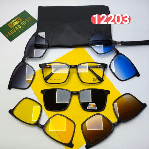 عینک طبی کاور دار ریبن Ray ban مدل 12203 کائوچو TR90 سبک پلاریزه به همراه کیس