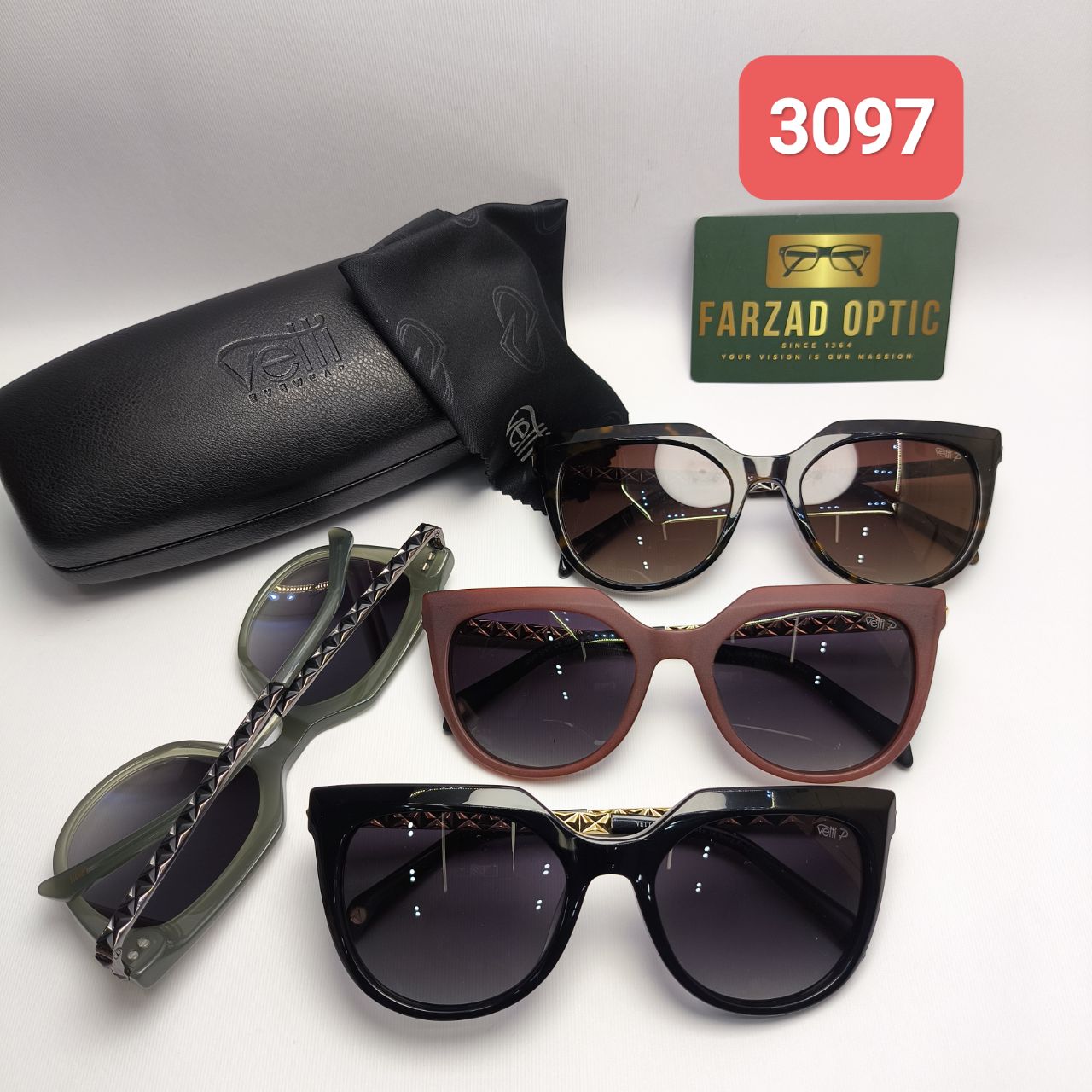 عینک آفتابی وتی Vetti مدل 3097 اورجینال | پلاریزه UV400 فریم کائوچو استات همراه با پک اصلی و ضمانت اصالت